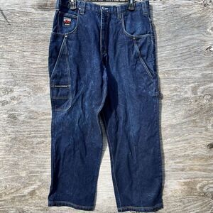 Vintage Johnny Blaze Jeans Men's 38x32 Carpenter Baggy Wide Leg Blue Denim